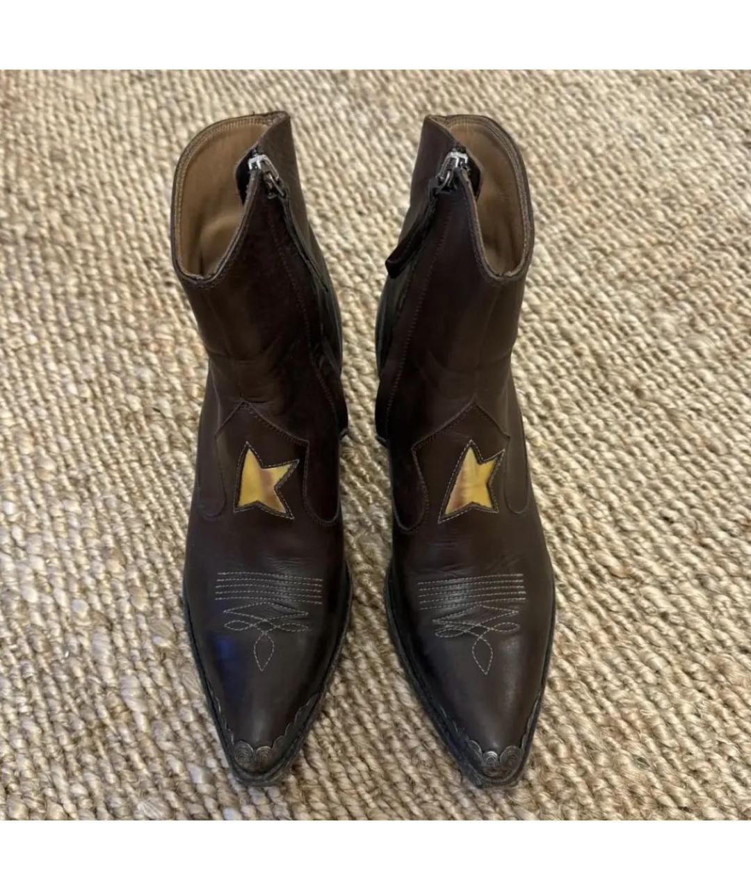 GOLDEN GOOSE DELUXE BRAND Коричневые кожаные полусапоги, фото 2