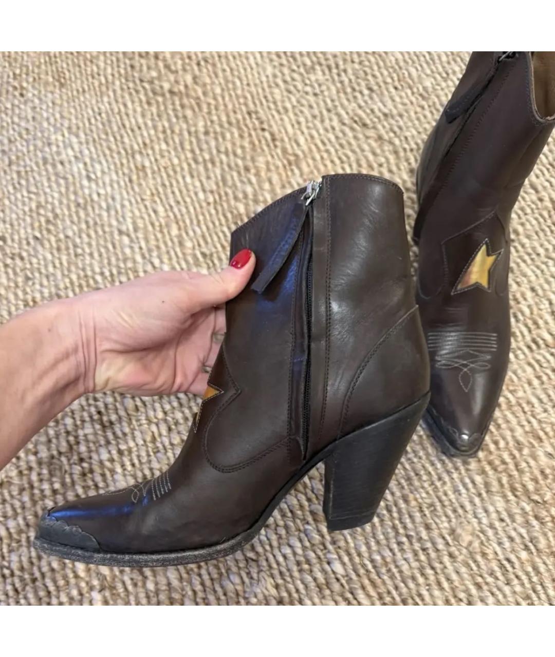 GOLDEN GOOSE DELUXE BRAND Коричневые кожаные полусапоги, фото 5