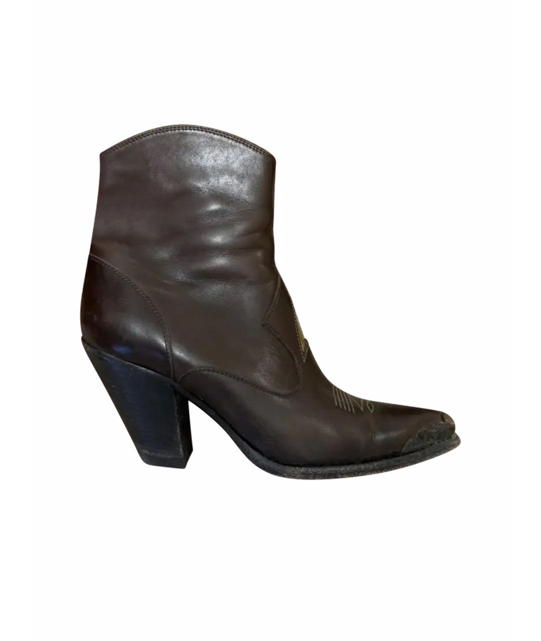 GOLDEN GOOSE DELUXE BRAND Коричневые кожаные полусапоги, фото 1