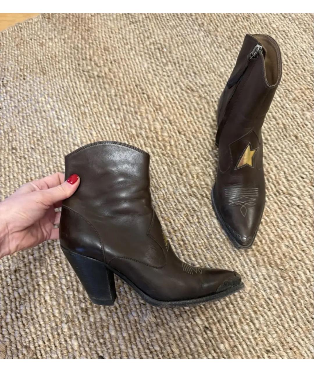 GOLDEN GOOSE DELUXE BRAND Коричневые кожаные полусапоги, фото 6