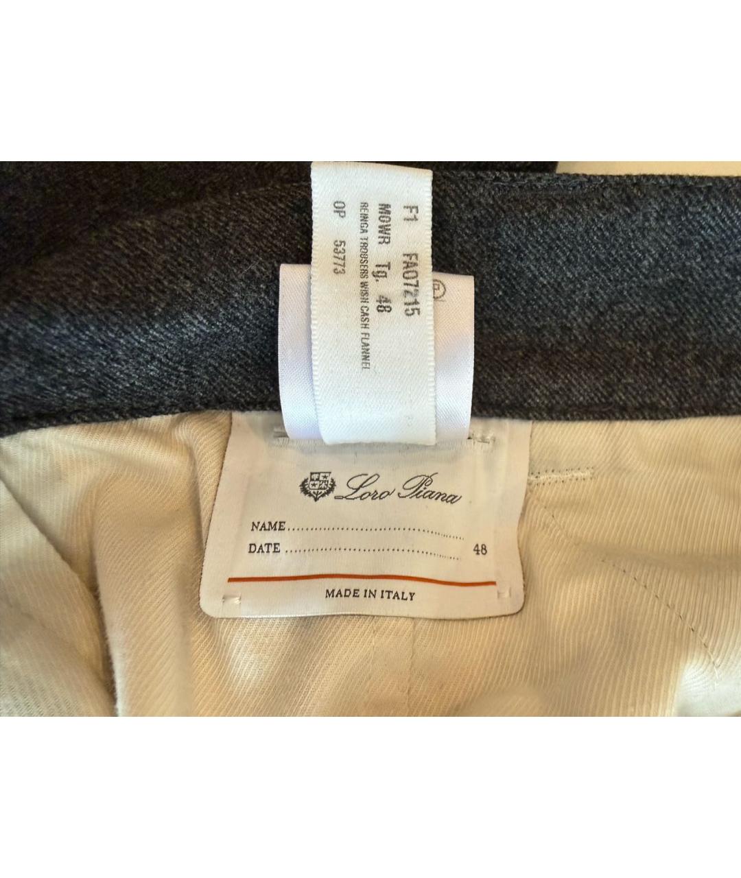 LORO PIANA Антрацитовые кашемировые классические брюки, фото 8