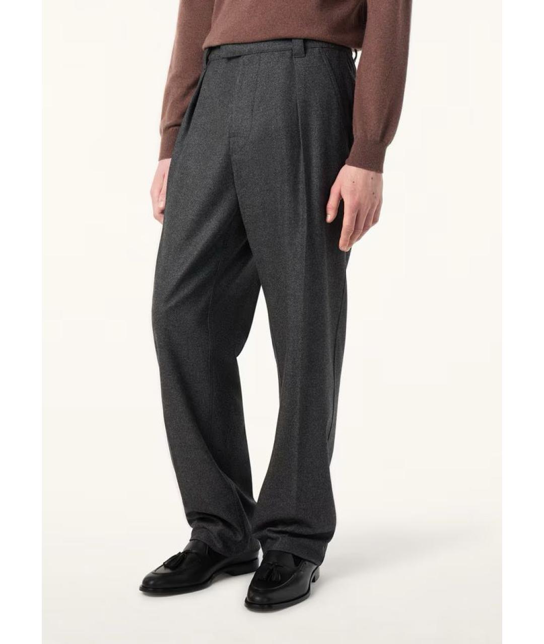 LORO PIANA Антрацитовые кашемировые классические брюки, фото 2