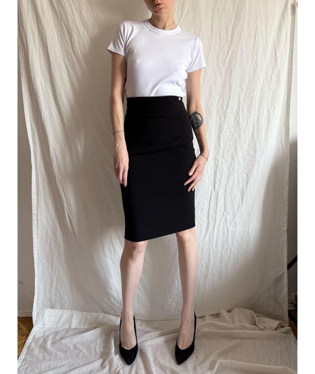 VERSACE COLLECTION Черная полиэстеровая юбка миди, фото 6