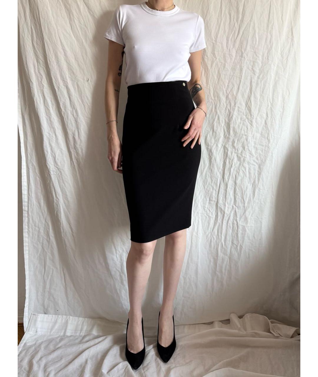 VERSACE COLLECTION Черная полиэстеровая юбка миди, фото 4