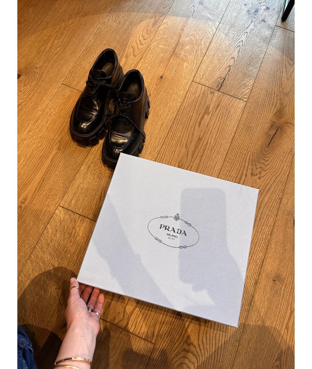 PRADA Черные кожаные ботинки, фото 5