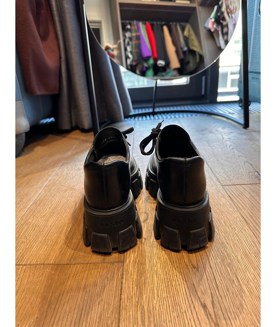 PRADA Черные кожаные ботинки, фото 4