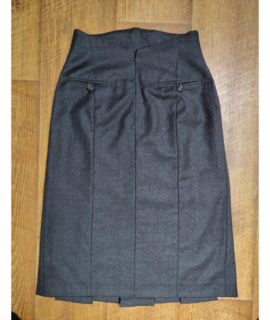 GUY LAROCHE Антрацитовая шерстяная юбка миди, фото 2