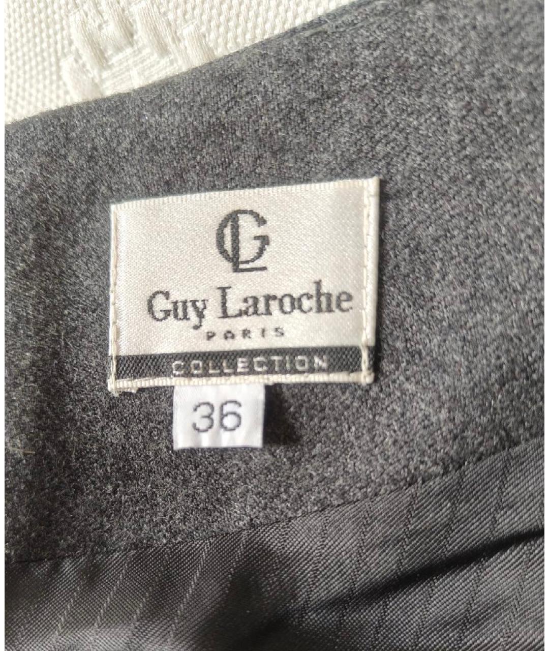 GUY LAROCHE Антрацитовая шерстяная юбка миди, фото 4