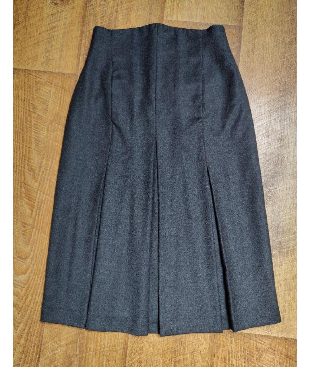 GUY LAROCHE Антрацитовая шерстяная юбка миди, фото 10