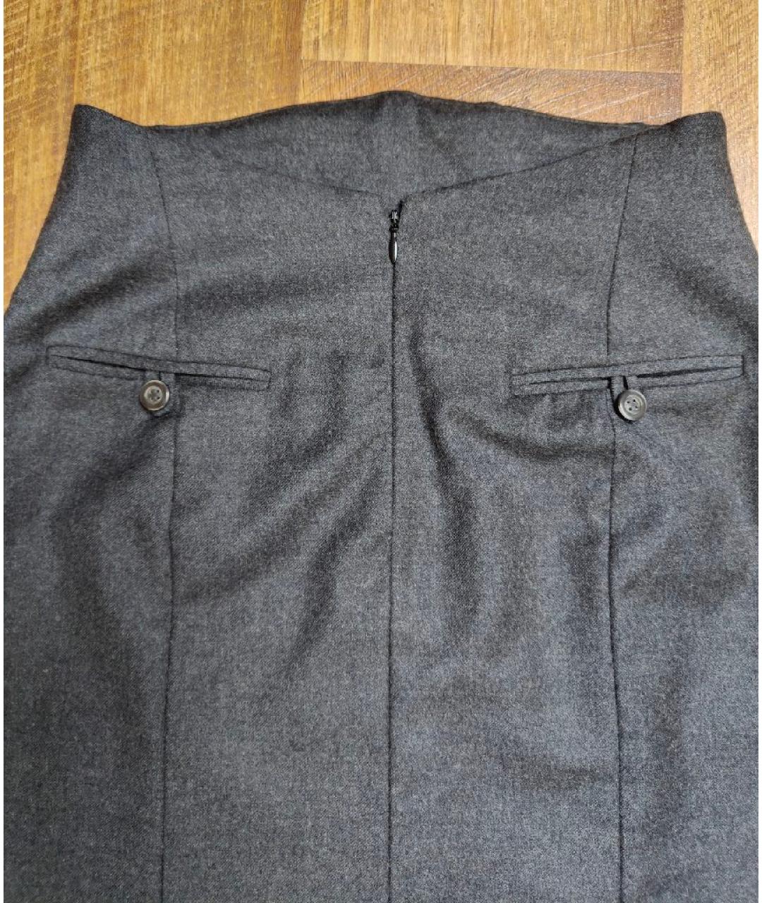 GUY LAROCHE Антрацитовая шерстяная юбка миди, фото 3
