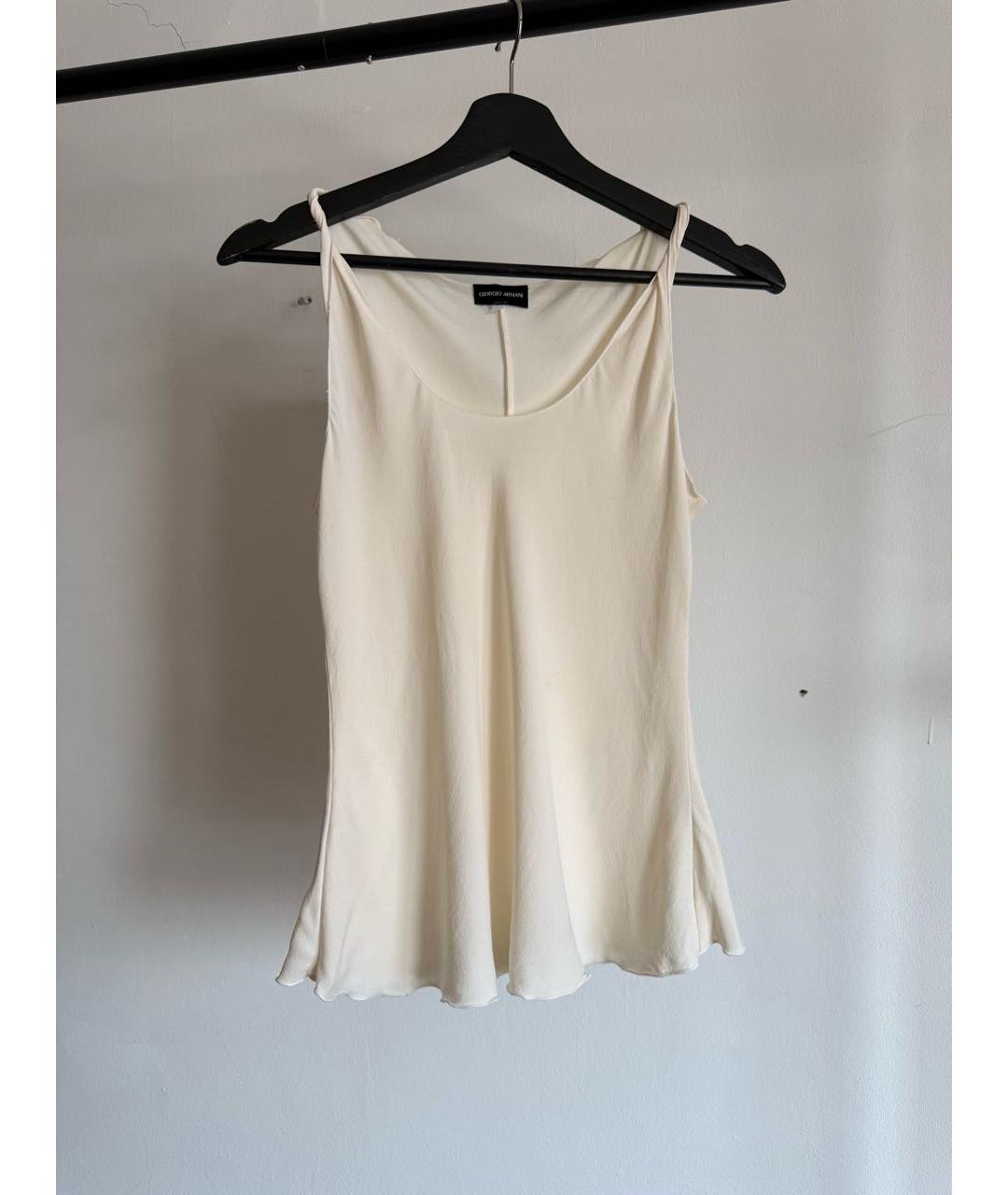 GIORGIO ARMANI Бежевая шелковая майка, фото 6