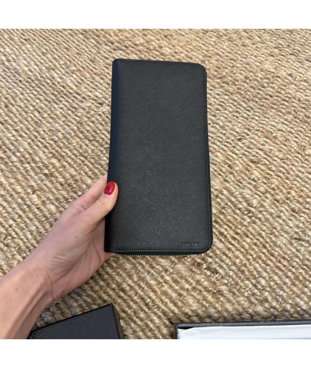 PRADA Черный кожаный кошелек, фото 6