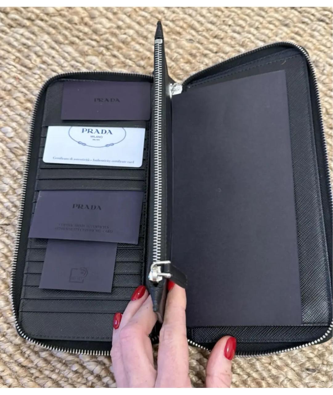 PRADA Черный кожаный кошелек, фото 3