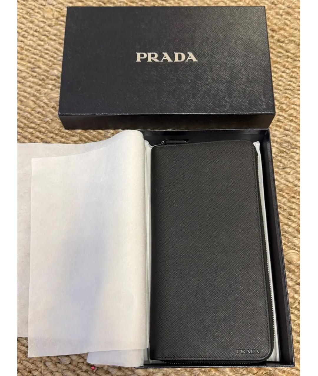 PRADA Черный кожаный кошелек, фото 2