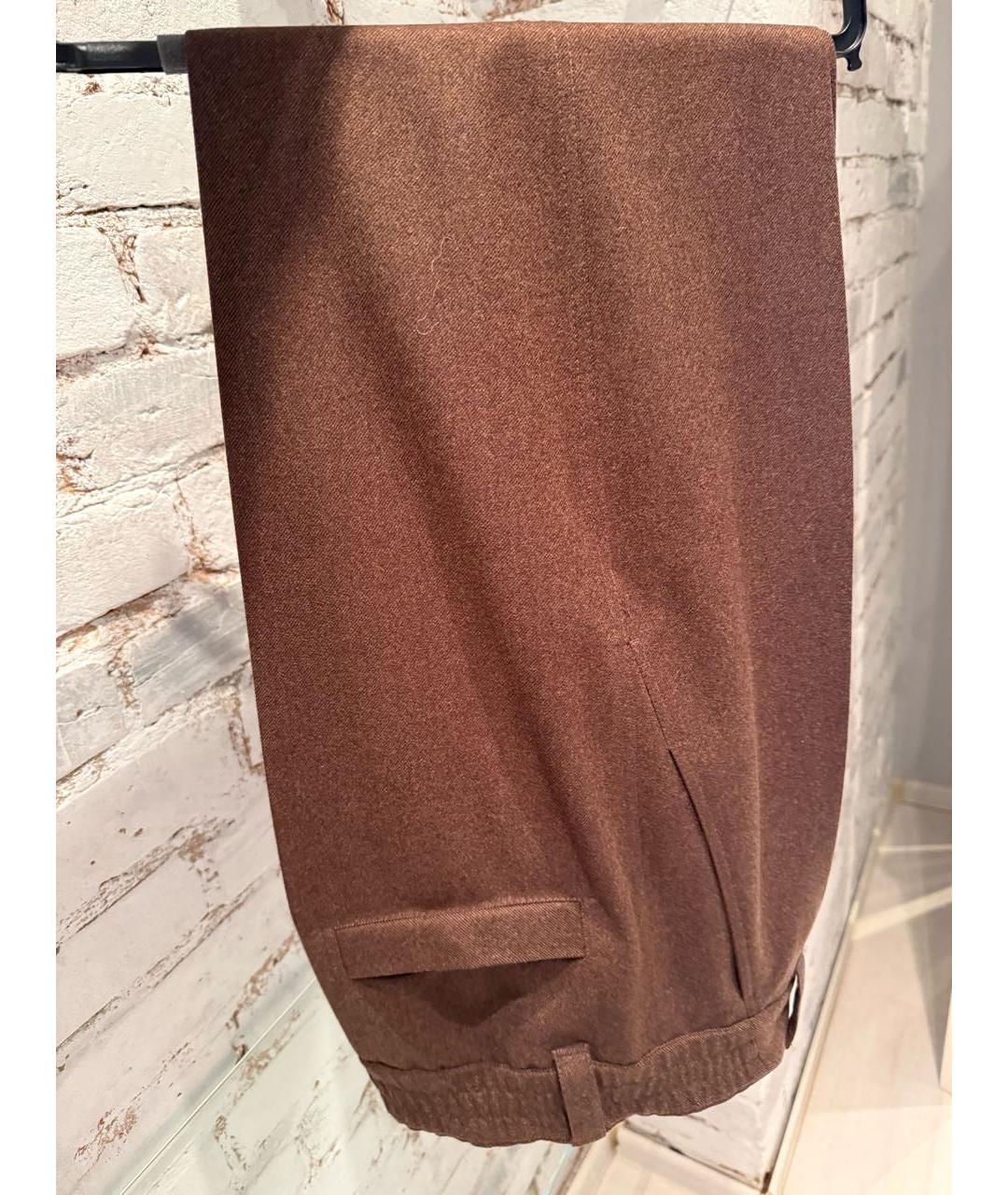 LORO PIANA Коричневые кашемировые классические брюки, фото 4