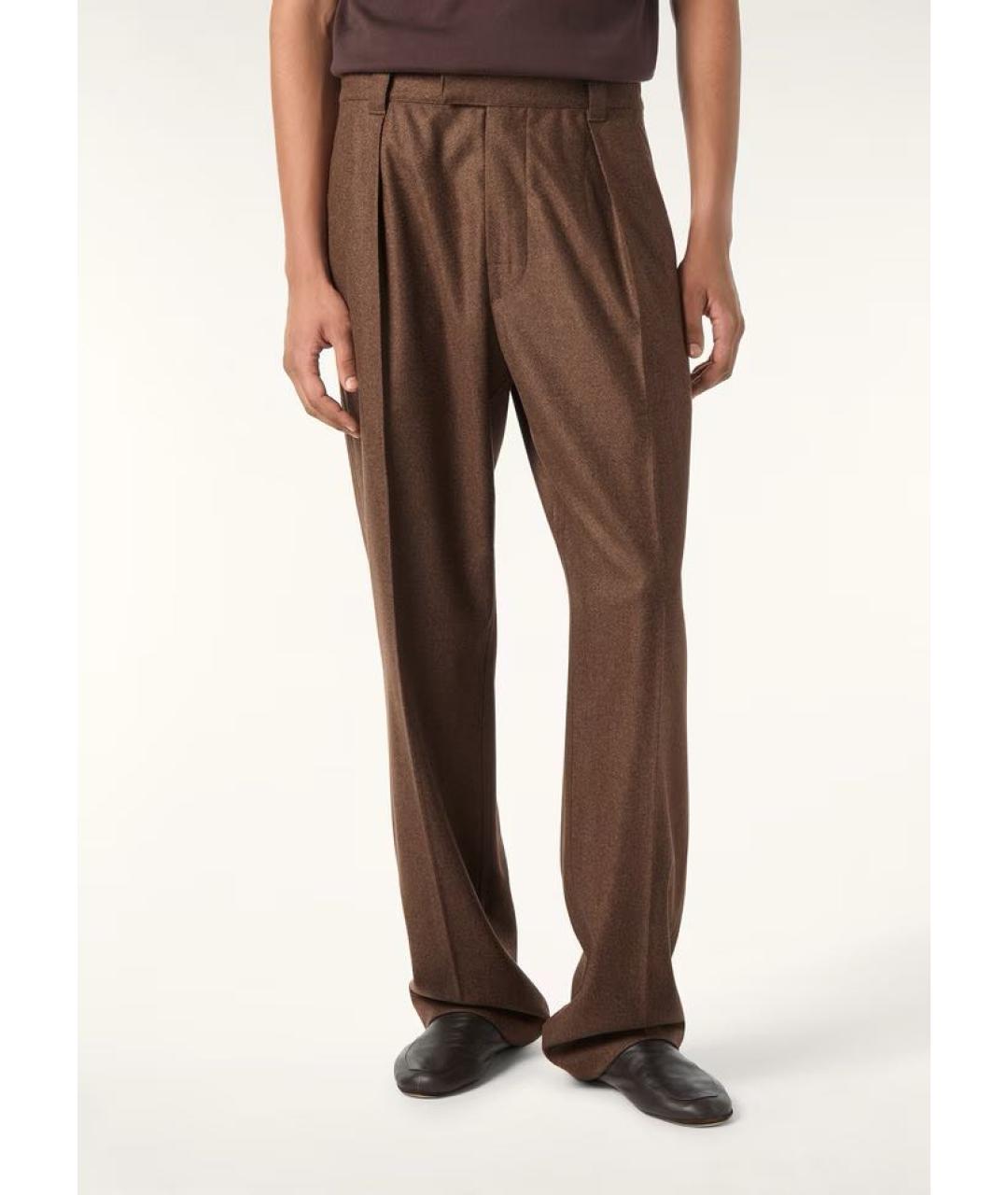 LORO PIANA Коричневые кашемировые классические брюки, фото 2