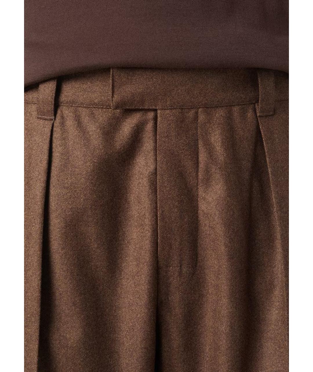 LORO PIANA Коричневые кашемировые классические брюки, фото 3