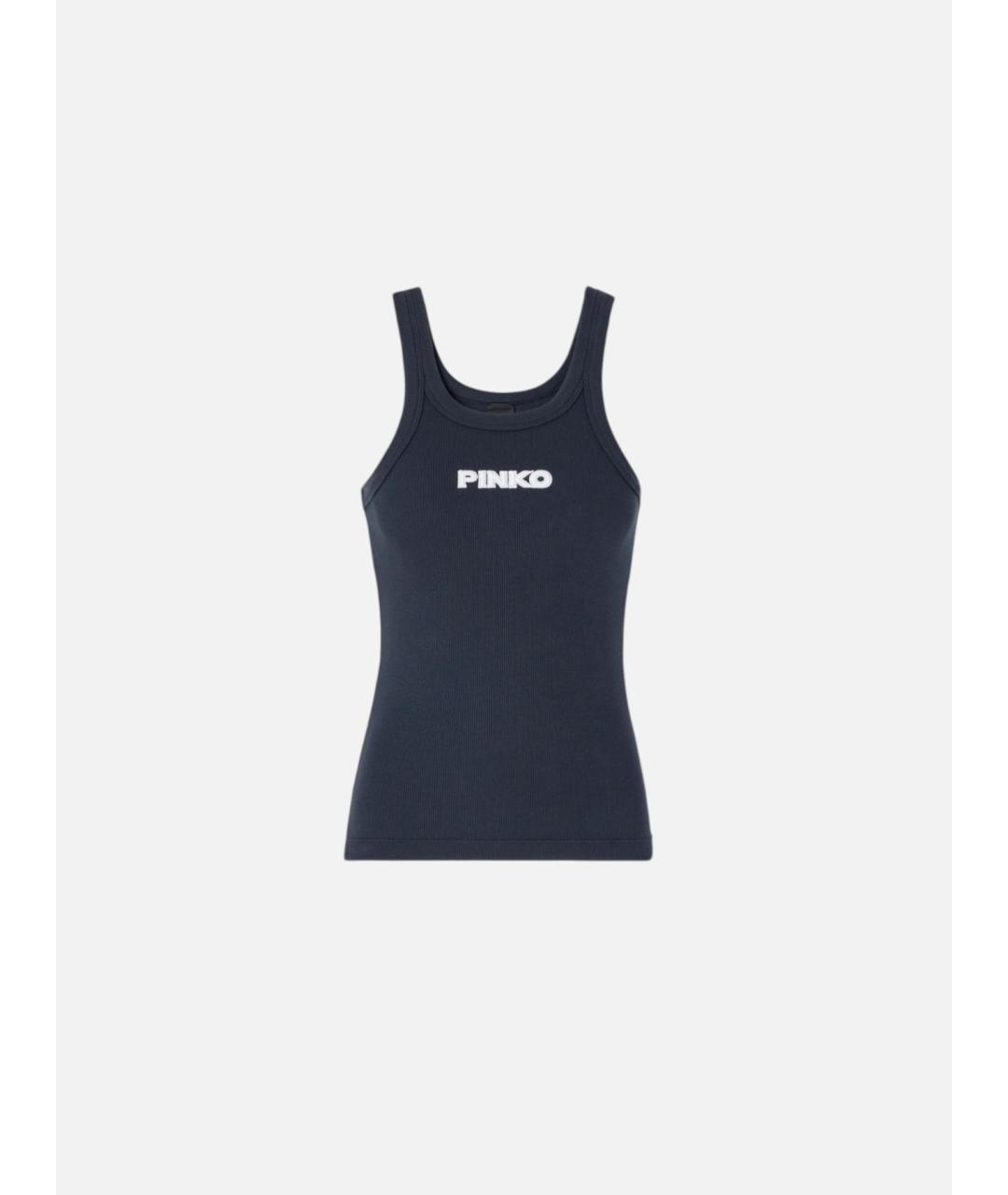 PINKO Синяя хлопковая майка, фото 4