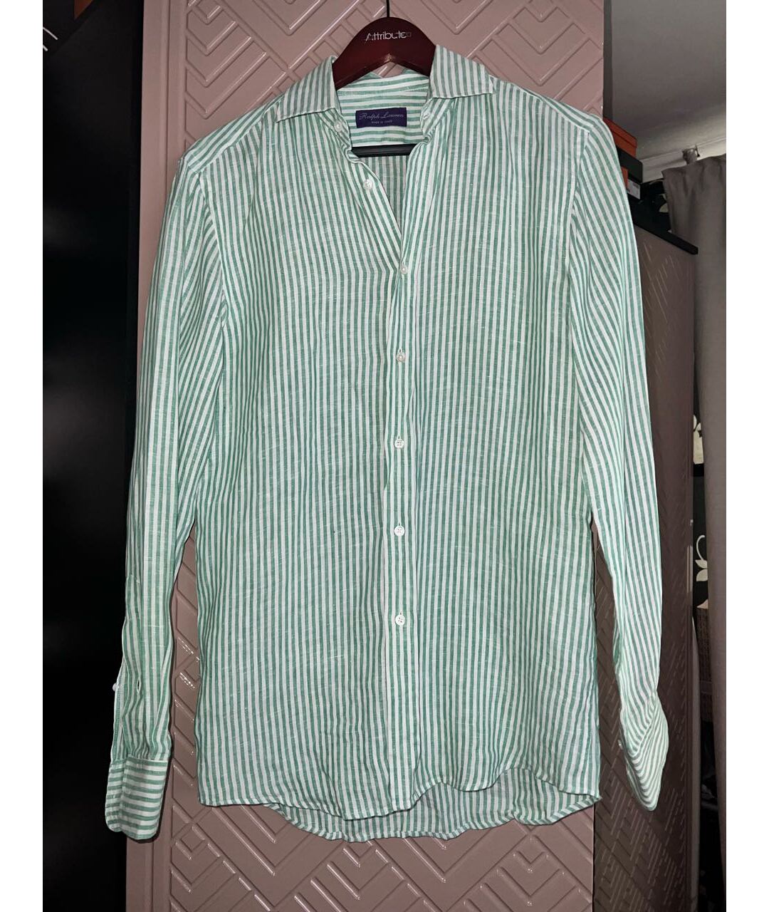 RALPH LAUREN Зеленая льняная кэжуал рубашка, фото 4