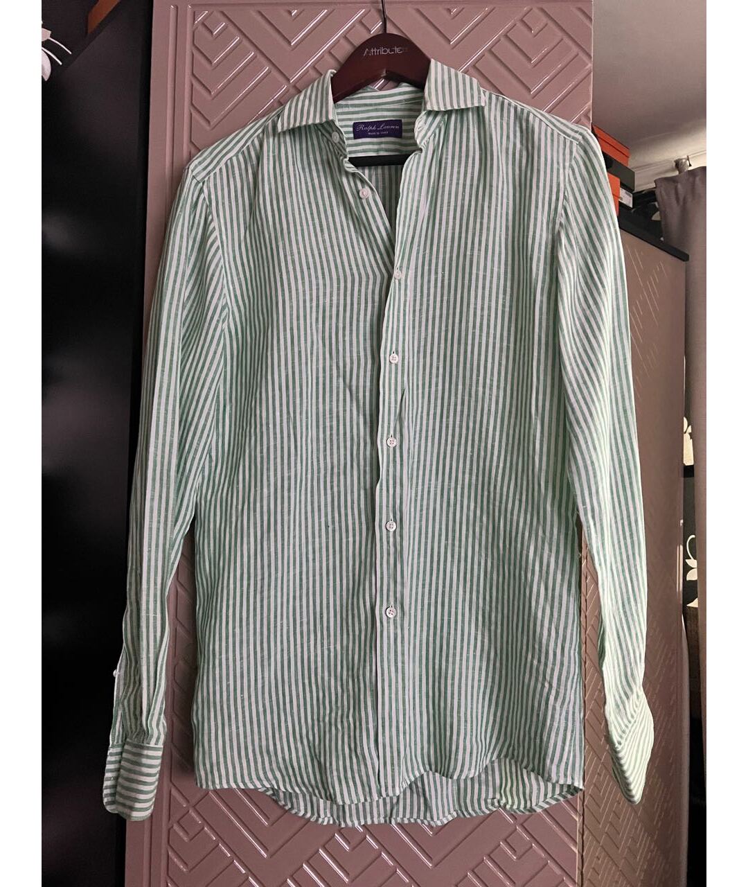 RALPH LAUREN Зеленая льняная кэжуал рубашка, фото 2