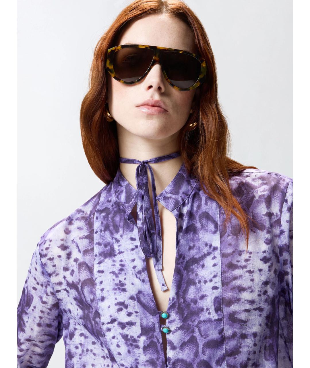 PINKO Фиолетовая хлопковая блузы, фото 5