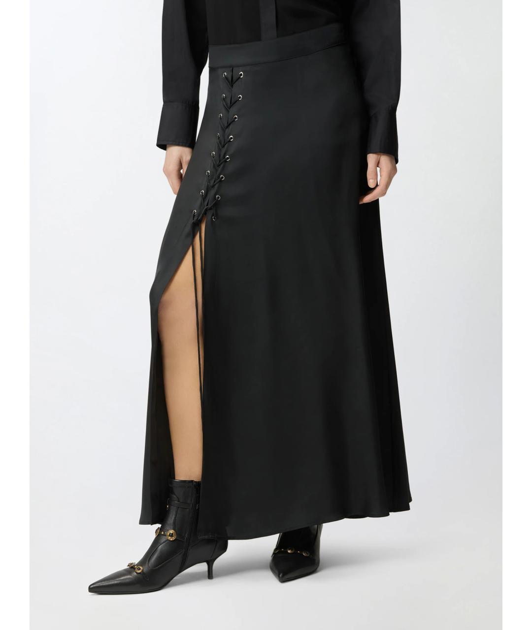 PINKO Черная ацетатная юбка макси, фото 3