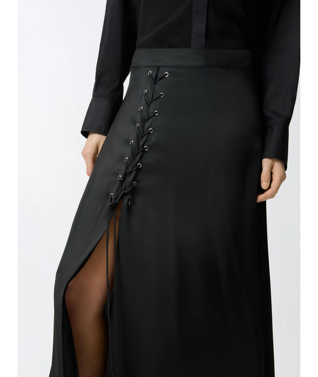 PINKO Черная ацетатная юбка макси, фото 5