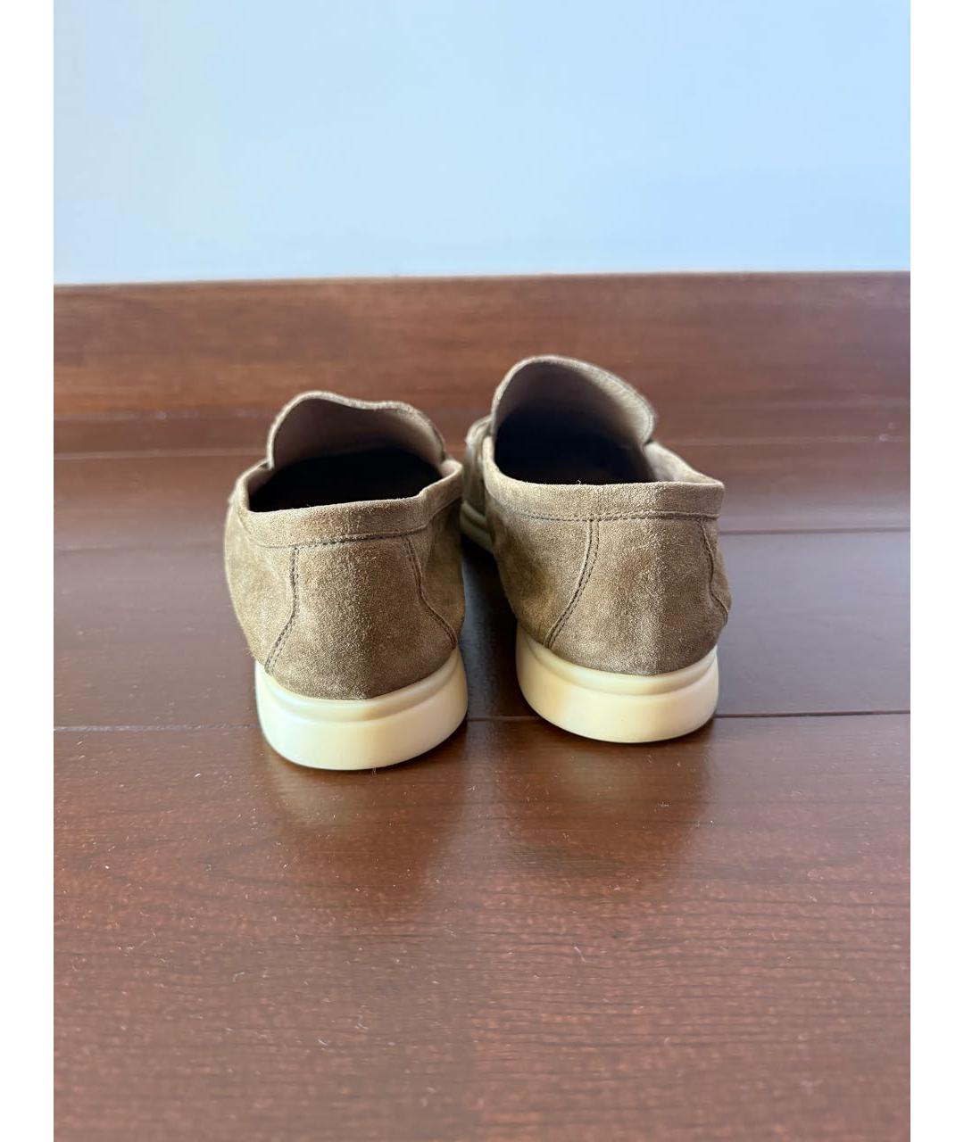 LORO PIANA Хаки замшевые лоферы, фото 3
