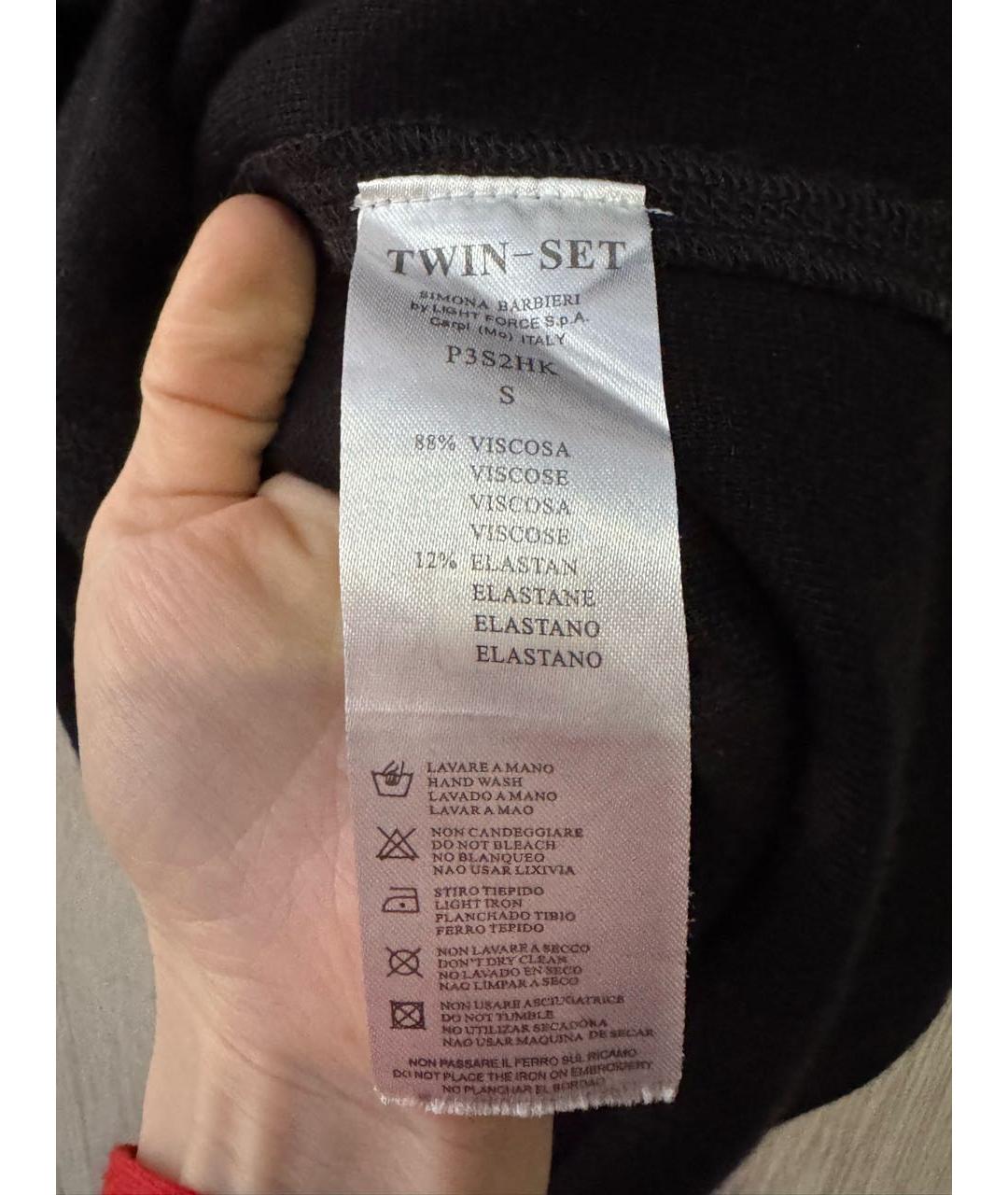 TWIN-SET Черное вискозное повседневное платье, фото 5