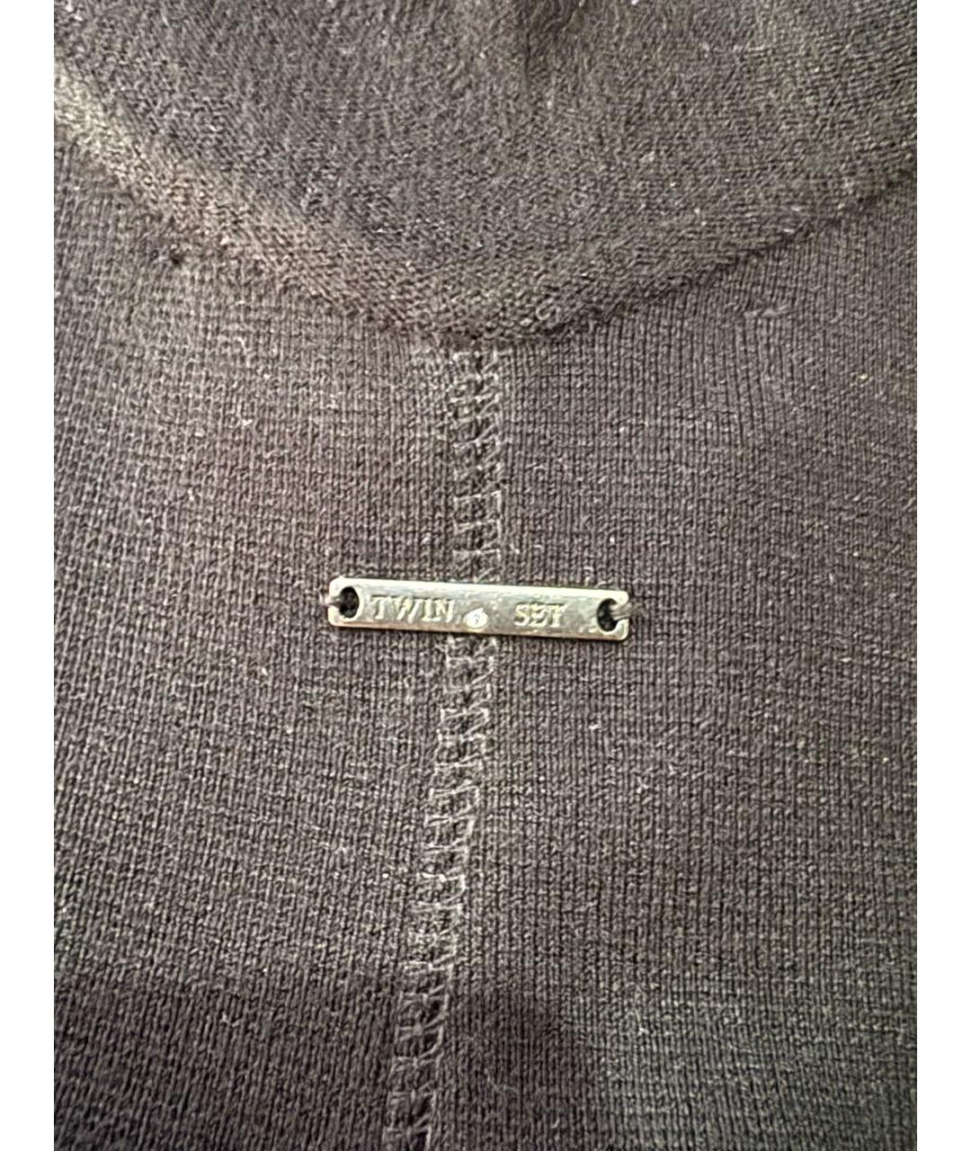 TWIN-SET Черное вискозное повседневное платье, фото 4