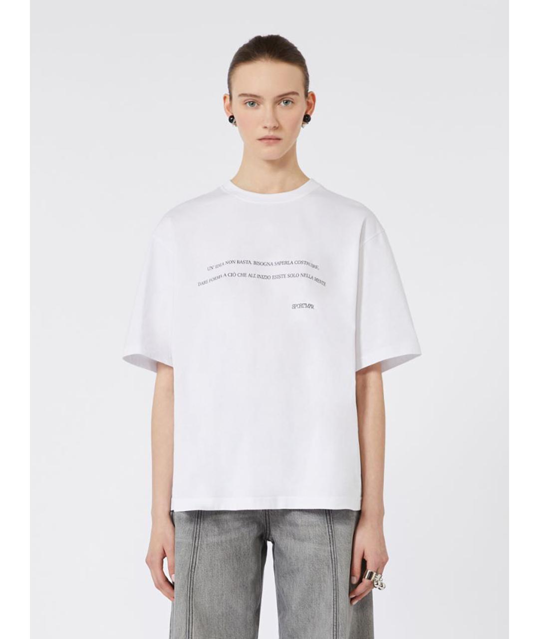 SPORTMAX Белая хлопковая футболка, фото 3