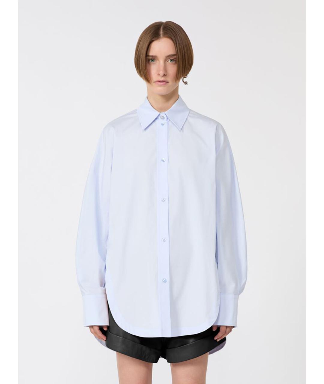 SPORTMAX Голубая хлопковая рубашка, фото 3