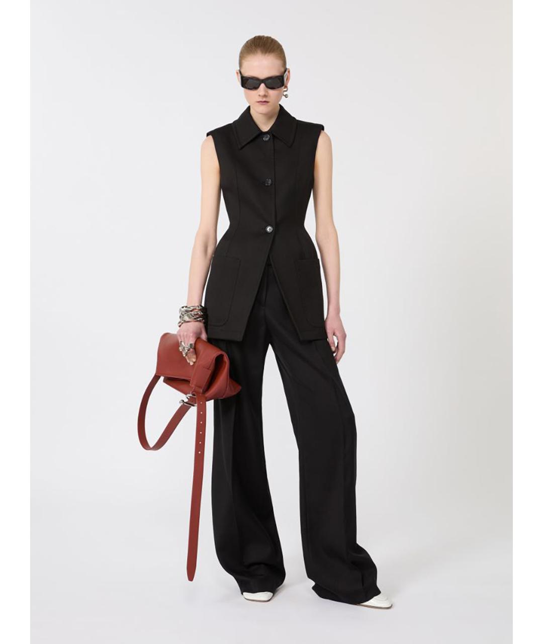 SPORTMAX Черные хлопковые брюки широкие, фото 2