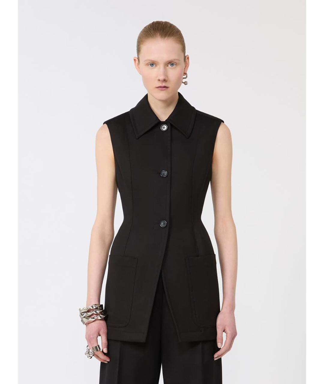 SPORTMAX Черный хлопковый жилет, фото 3