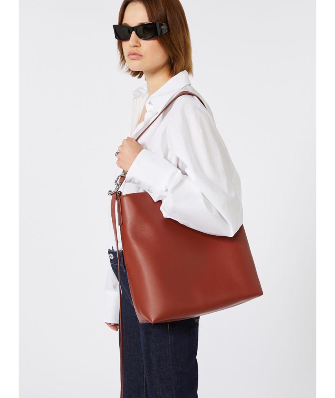 SPORTMAX Коричневая кожаная сумка через плечо, фото 2