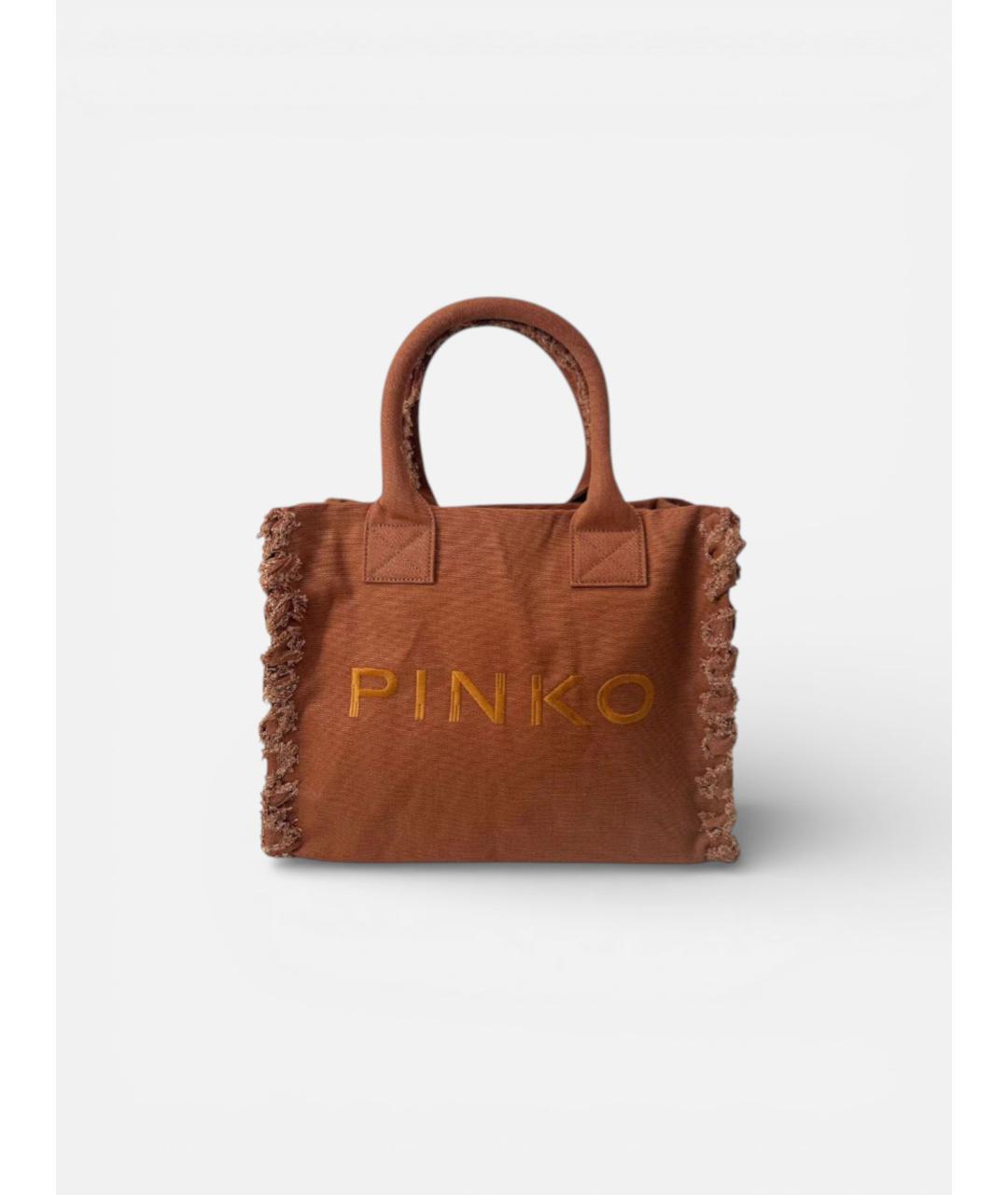 PINKO Коричневая тканевая сумка тоут, фото 4