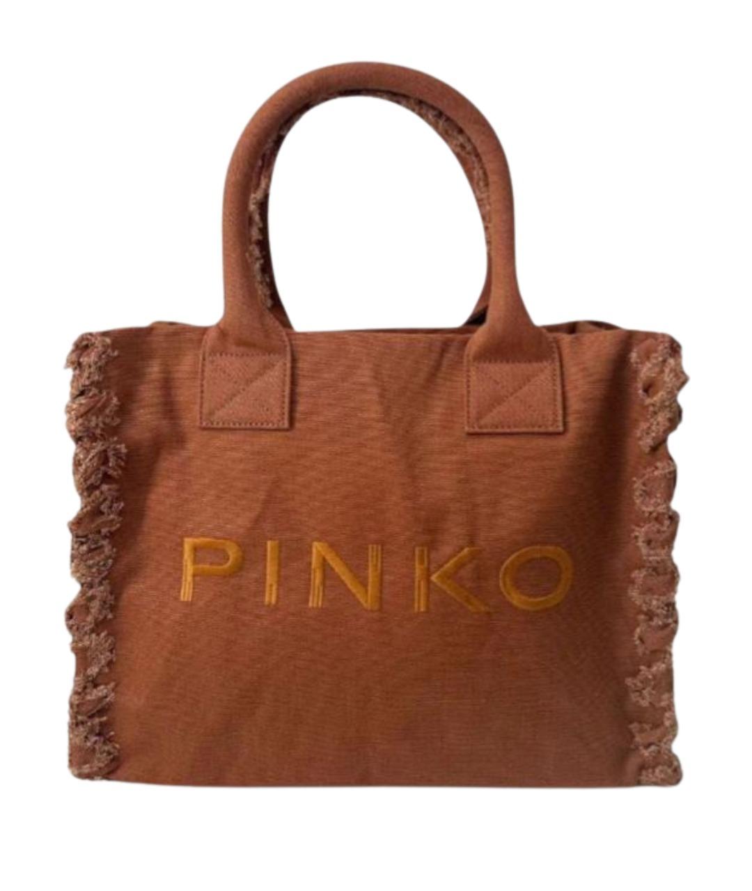 PINKO Коричневая тканевая сумка тоут, фото 1