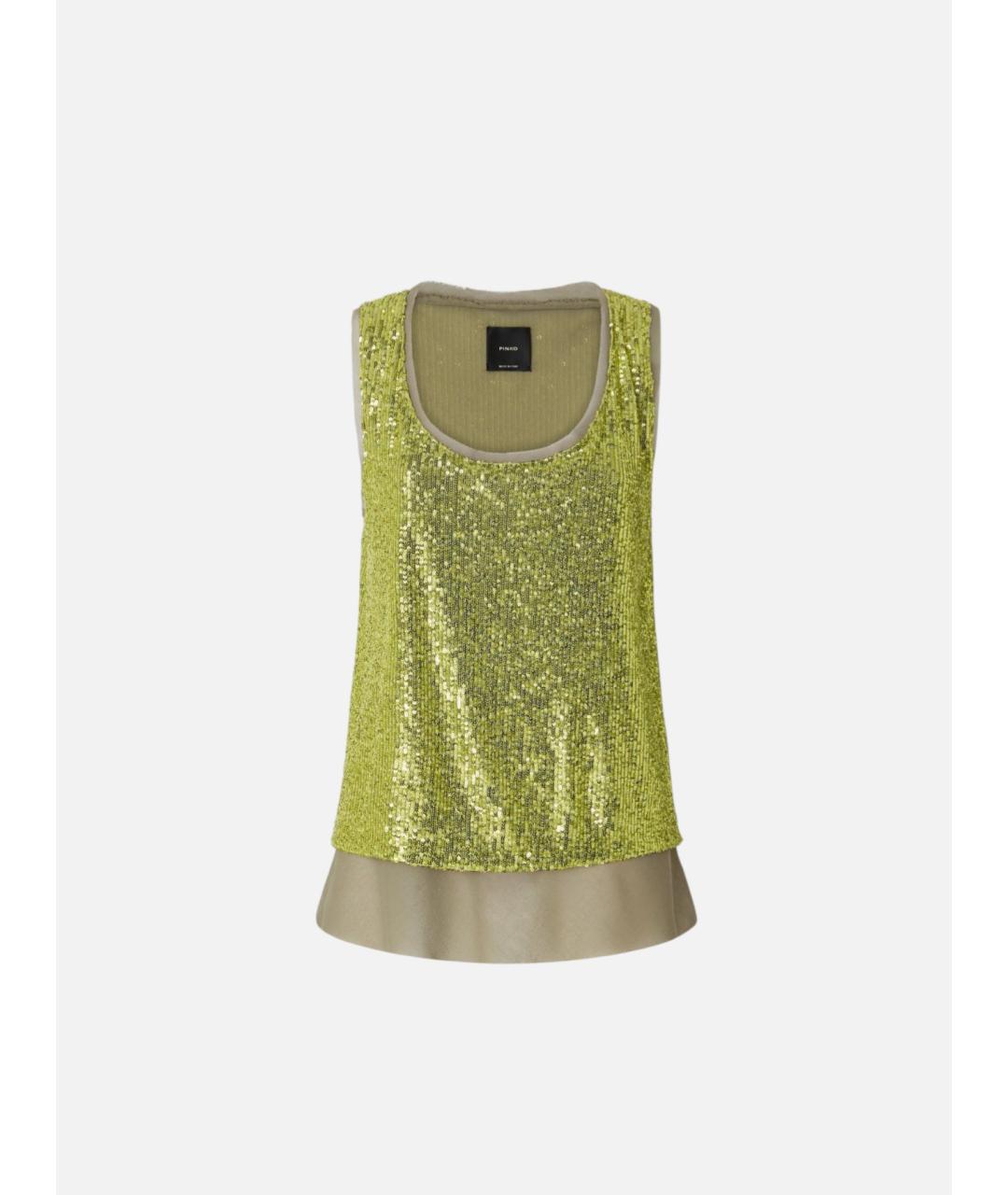 PINKO Зеленая полиэстеровая майка, фото 7