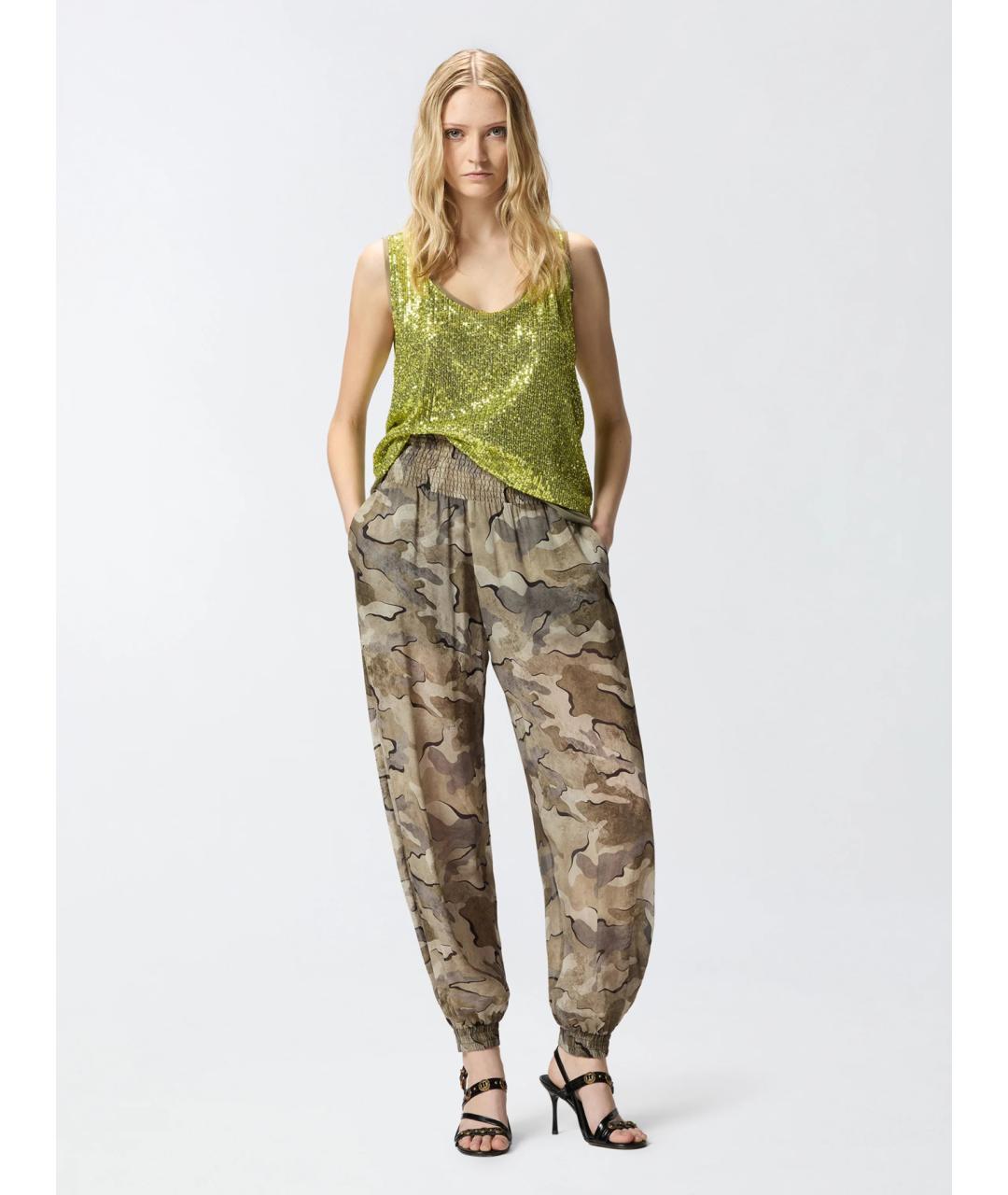 PINKO Зеленая полиэстеровая майка, фото 2