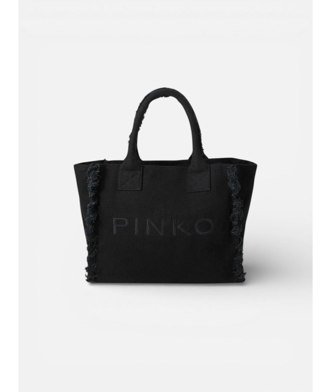 PINKO Черная тканевая сумка тоут, фото 5