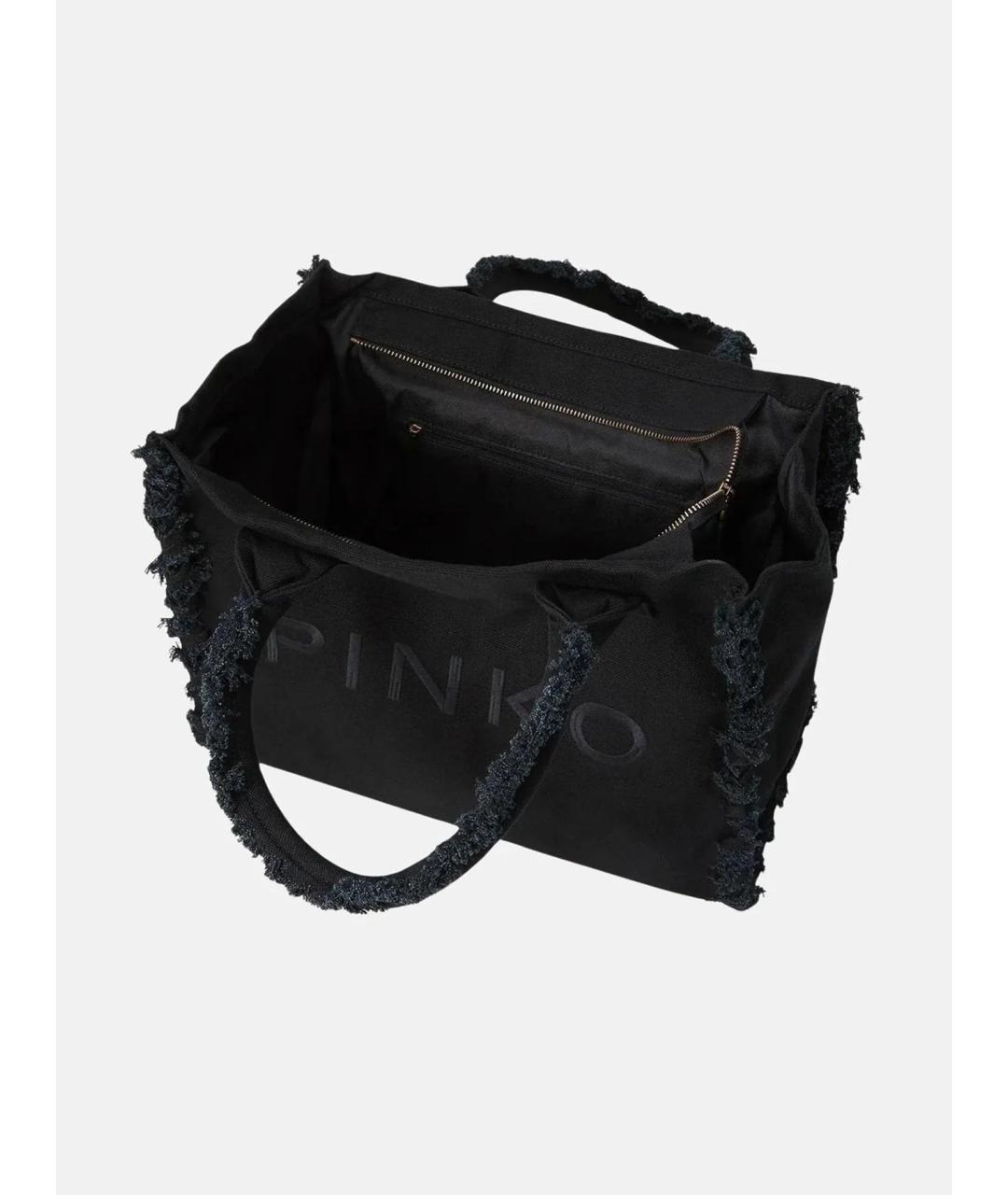PINKO Черная тканевая сумка тоут, фото 4