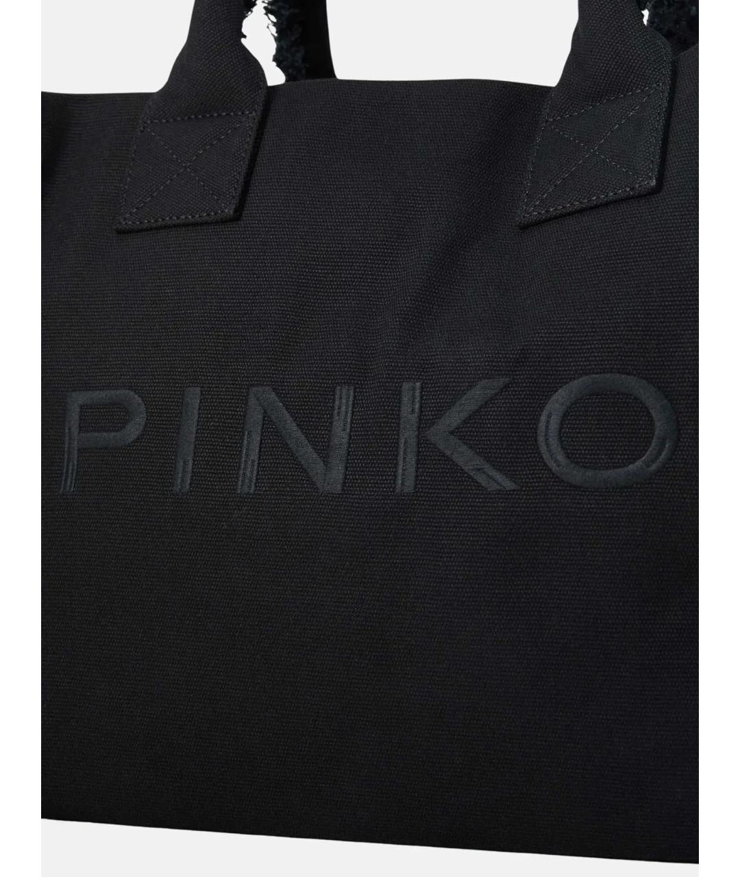 PINKO Черная тканевая сумка тоут, фото 3