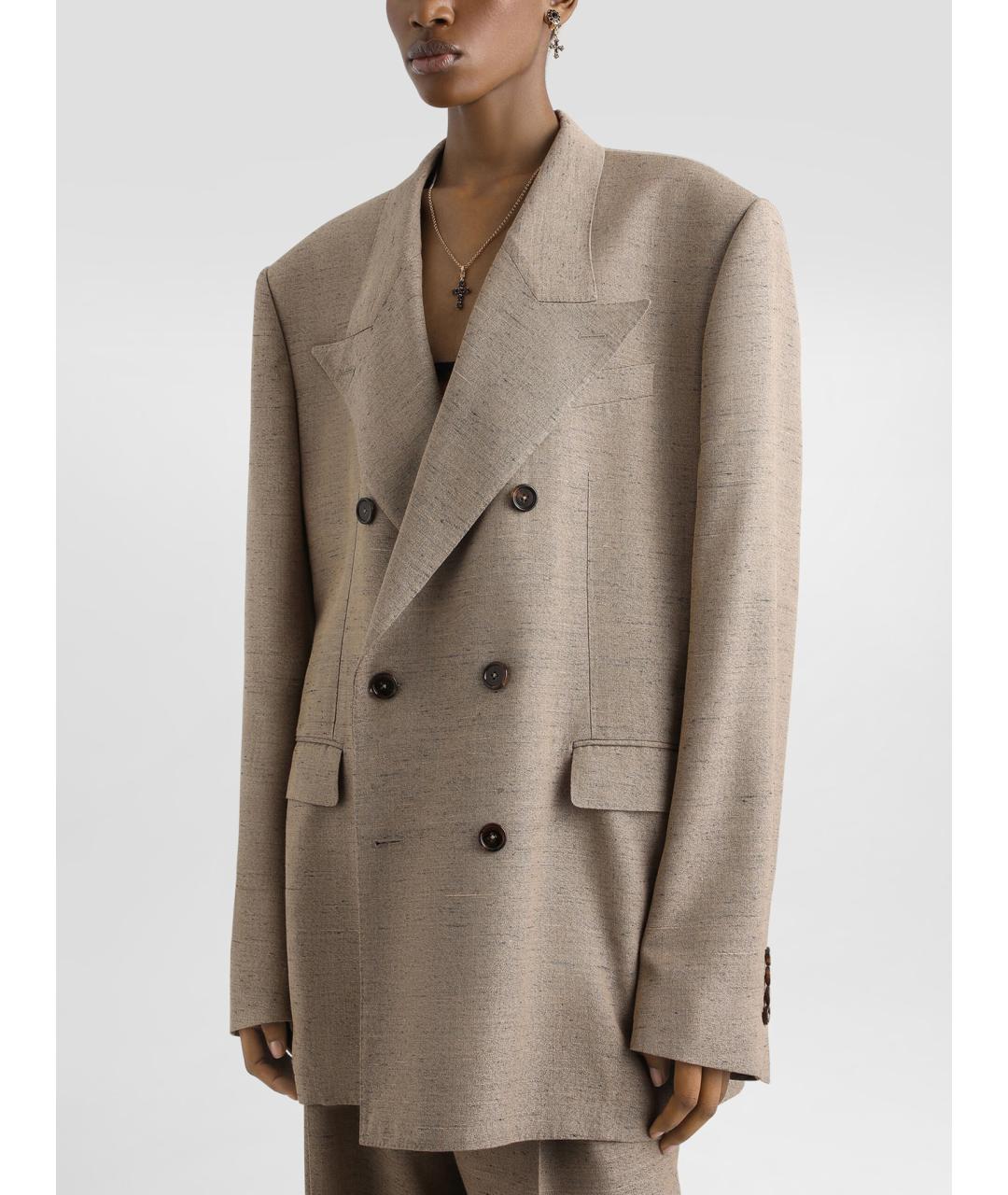 DOLCE&GABBANA Бежевый вискозный жакет/пиджак, фото 3