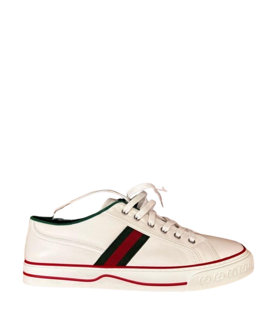 GUCCI Белые кожаные низкие кроссовки / кеды, фото 1