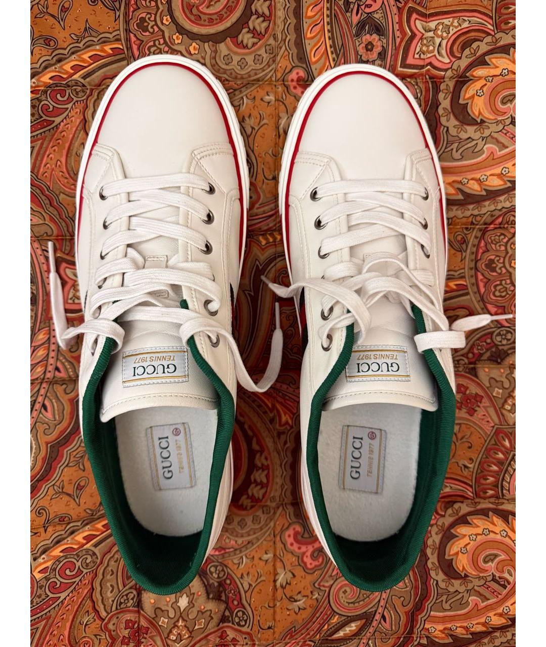 GUCCI Белые кожаные низкие кроссовки / кеды, фото 3