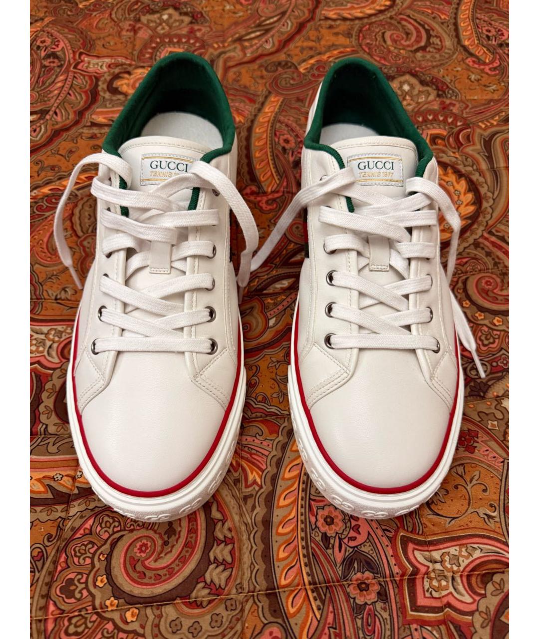 GUCCI Белые кожаные низкие кроссовки / кеды, фото 2