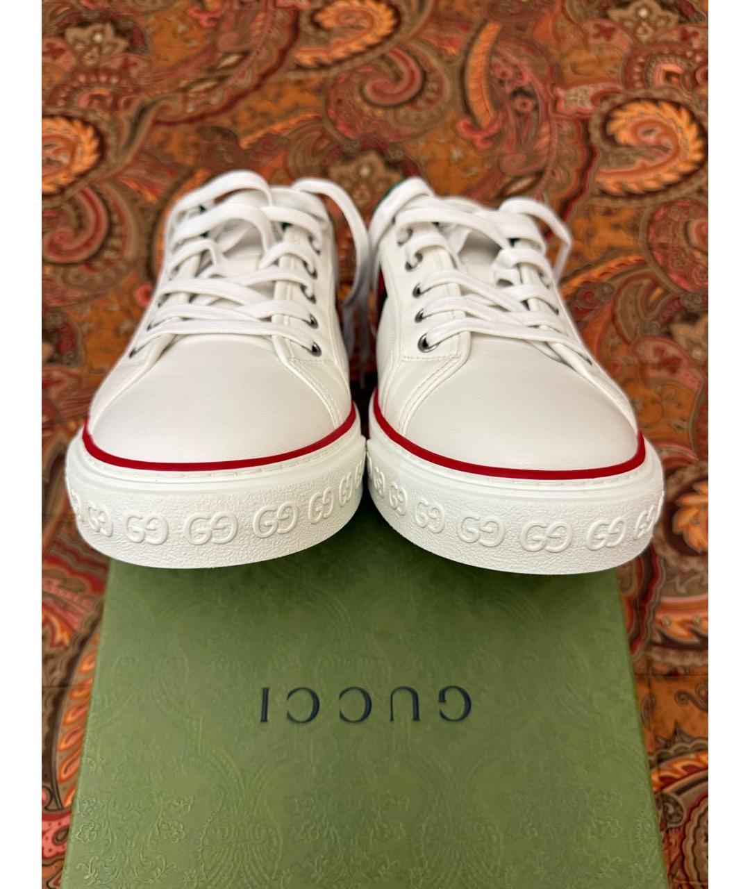 GUCCI Белые кожаные низкие кроссовки / кеды, фото 8