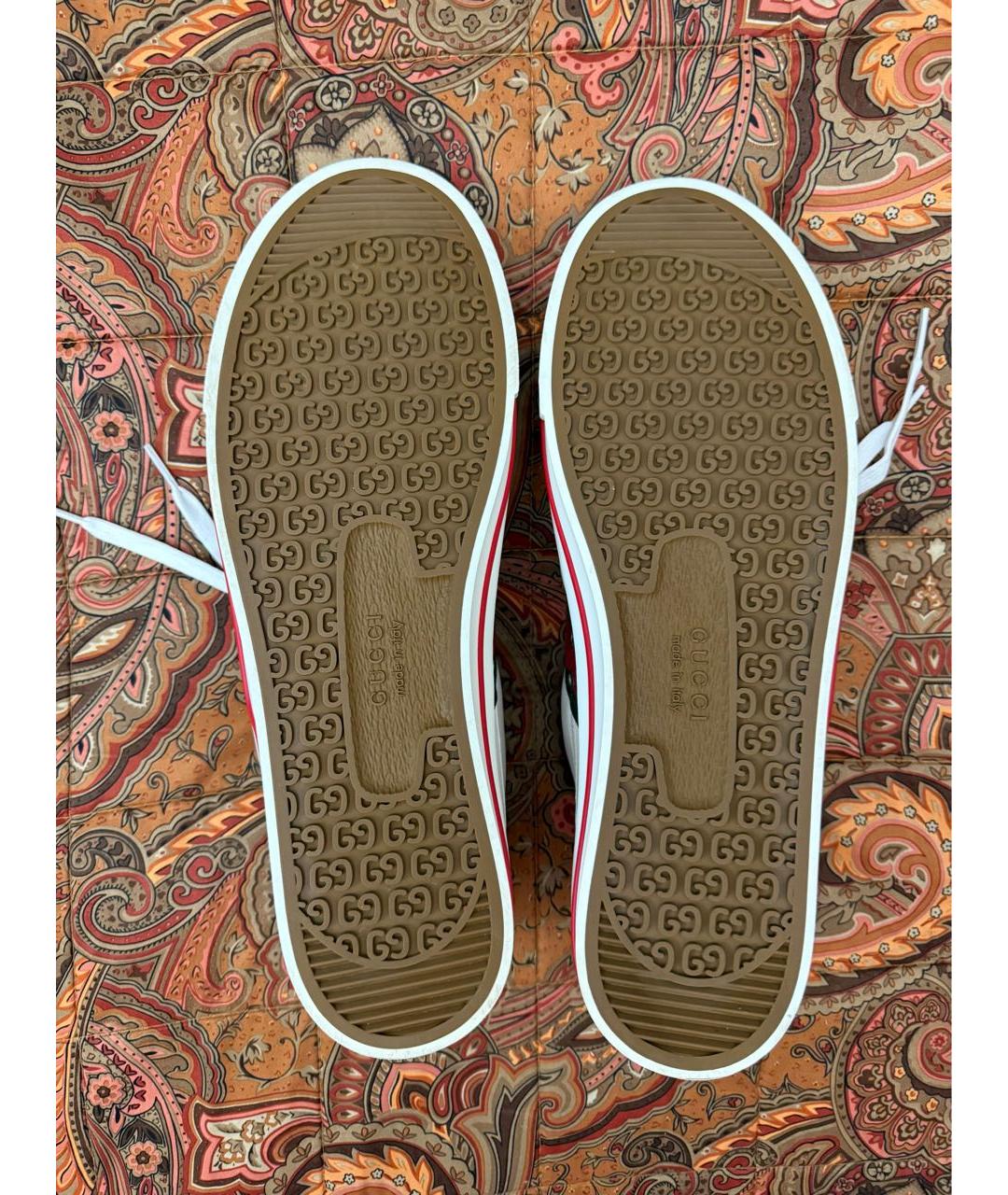 GUCCI Белые кожаные низкие кроссовки / кеды, фото 6