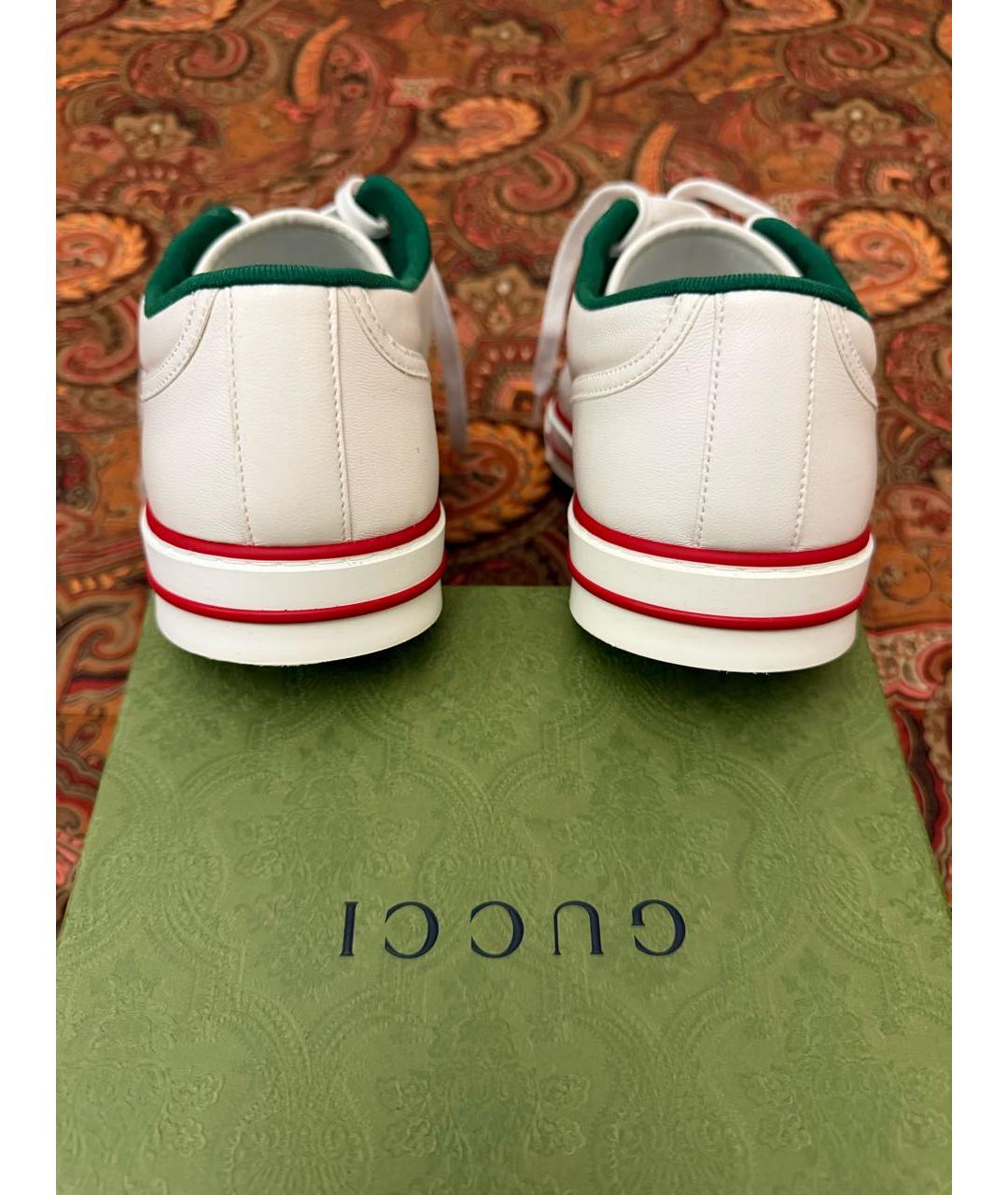 GUCCI Белые кожаные низкие кроссовки / кеды, фото 4