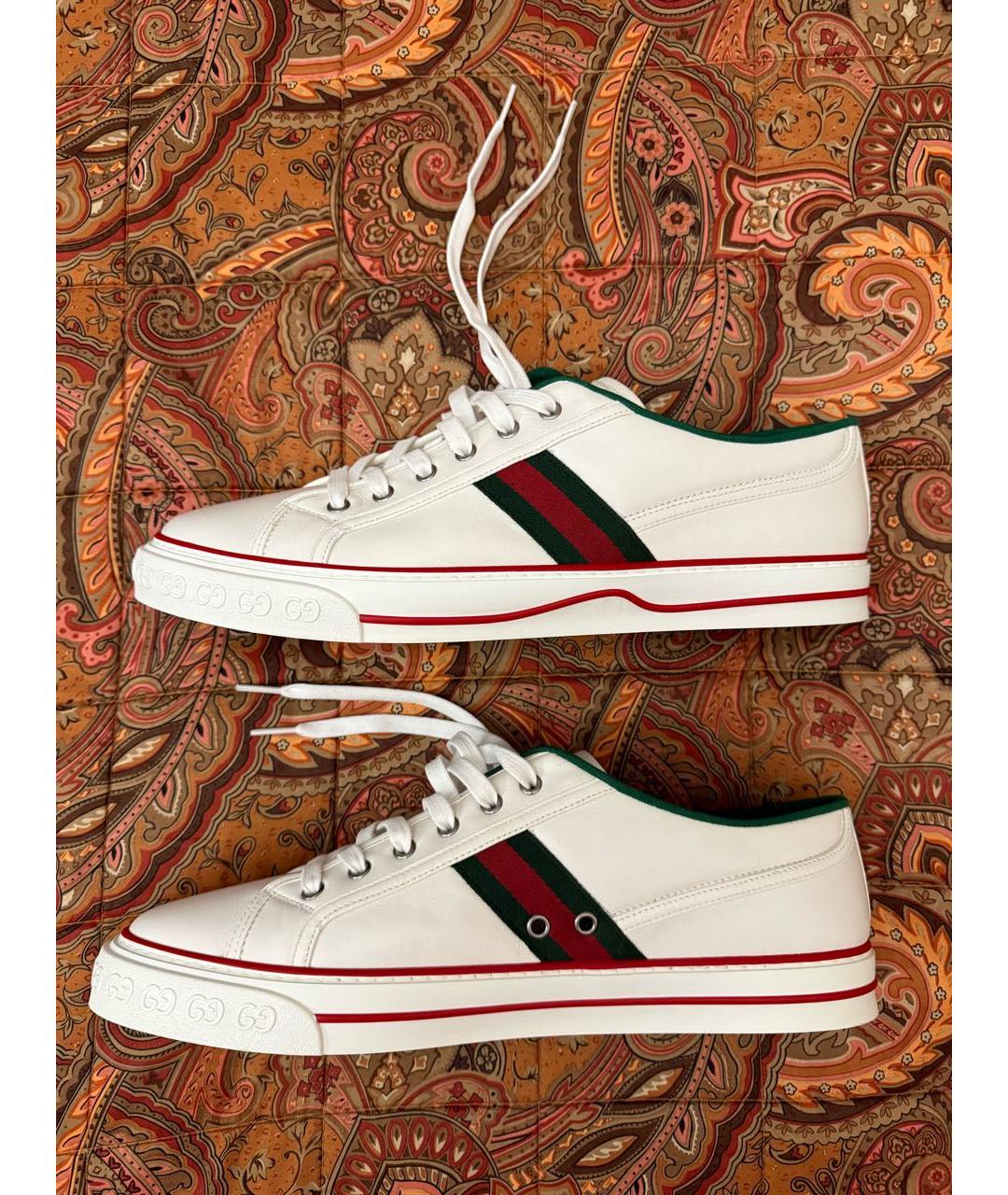 GUCCI Белые кожаные низкие кроссовки / кеды, фото 7